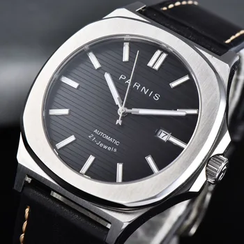 Sapphire crystal Parnis 44MM Black dial date widnow Leather strap luminous miyota 821A automatic men Wristwatch
Sapphire crystal Parnis 44MM Black dial date widnow Leather strap luminous miyota 821A automatic men Wristwatch