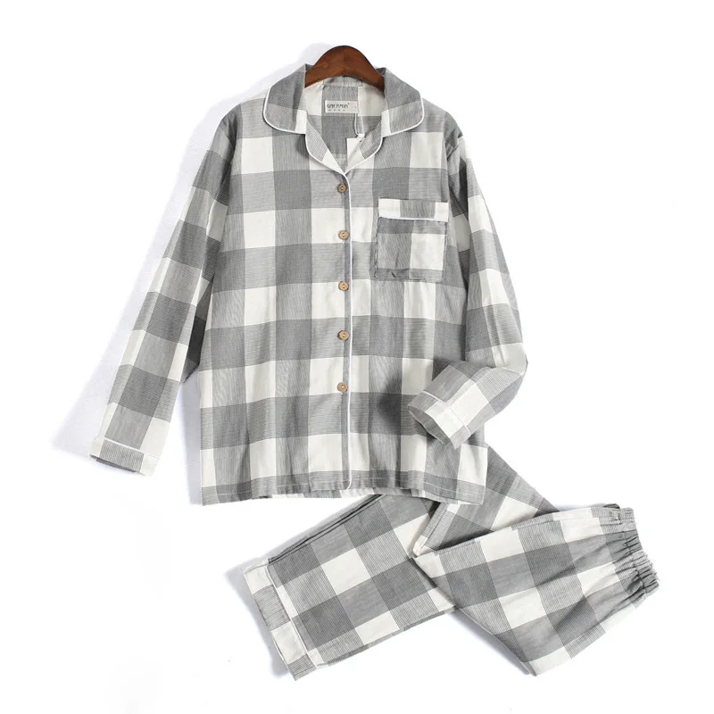 Fresh plaid 100% gauze cotton lovers pajama sets women Autumn long sleeve casual sleepwear women pyjamas femme
Fresh plaid 100% gauze cotton lovers pajama sets women Autumn long sleeve casual sleepwear women pyjamas femme