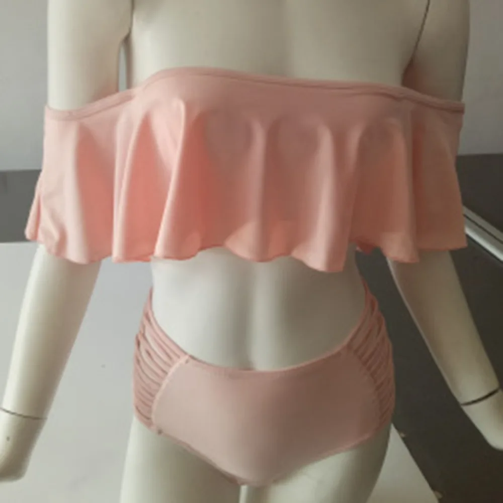 Puseky Sexy Solid color Off Shoulder Bikinis Push Up bandeau Black bikini 2017 swimwear swimsuit women high waist bathing Suit 10 Puseky Sexy Solid color Off Shoulder Bikinis Push Up bandeau Black bikini 2017 swimwear swimsuit women high waist bathing Suit 10