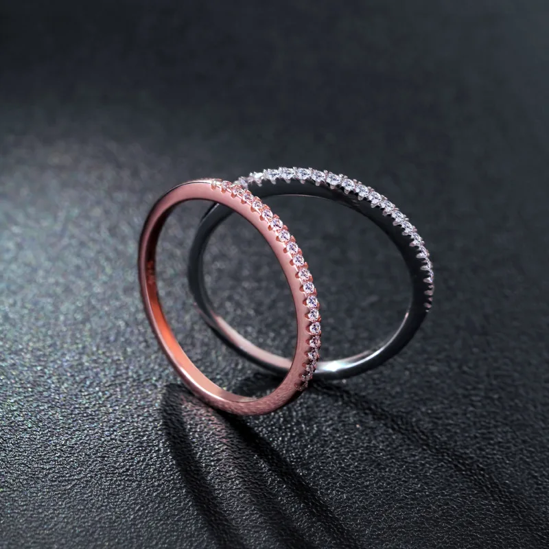 1PCS Shining Crystal 925 Sterling Silver Woman Rings 1.5mm Width Stackable Silver/Rose gold Ring Female anillos mujer Size 4-20
1PCS Shining Crystal 925 Sterling Silver Woman Rings 1.5mm Width Stackable Silver/Rose gold Ring Female anillos mujer Size 4-20