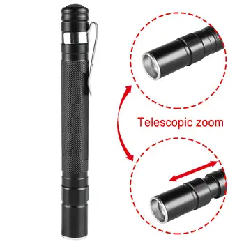 CASTNOO Telescopic Zoom Portable Clip Mini Pocket LED Flashlight Penlight Torch XPE-R3 LED Bright Light Medical Flashlight
CASTNOO Telescopic Zoom Portable Clip Mini Pocket LED Flashlight Penlight Torch XPE-R3 LED Bright Light Medical Flashlight
