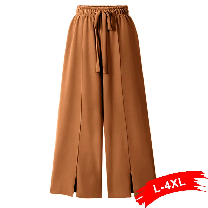 Plus Size Wide Leg Coffee Casual Pants 3Xl 4Xl Summer Ol Elastic Waist Chiffon Trousers Wide-Legged Straight Leisure Pants
Plus Size Wide Leg Coffee Casual Pants 3Xl 4Xl Summer Ol Elastic Waist Chiffon Trousers Wide-Legged Straight Leisure Pants