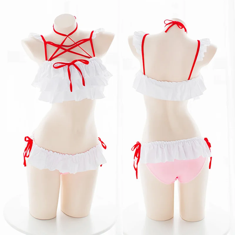 Womens Sexy costumes Ruffle Bikini Set Lolita Anime Cosplay Swimsuit Pentagram Strappy Bathingsuit bunny Maid Cos Cheerleader
Womens Sexy costumes Ruffle Bikini Set Lolita Anime Cosplay Swimsuit Pentagram Strappy Bathingsuit bunny Maid Cos Cheerleader