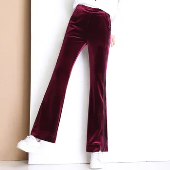 Gold Velvet Flare Pants Female Autumn Warm Fluffy Girls High Waist Elastic Thin Trousers Women Casual Striped Pants Large Size
Gold Velvet Flare Pants Female Autumn Warm Fluffy Girls High Waist Elastic Thin Trousers Women Casual Striped Pants Large Size