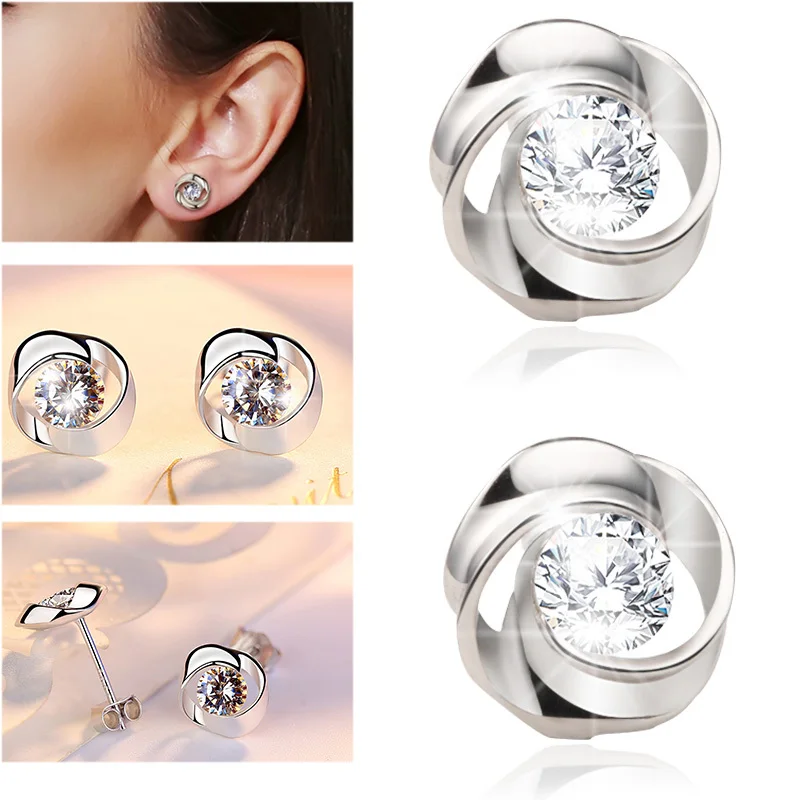 Elegant 925 Sterling Silver Crystal Rhinestone Stud Earrings Women Wedding Engagement Earring Fashion Jewelry Gift
Elegant 925 Sterling Silver Crystal Rhinestone Stud Earrings Women Wedding Engagement Earring Fashion Jewelry Gift