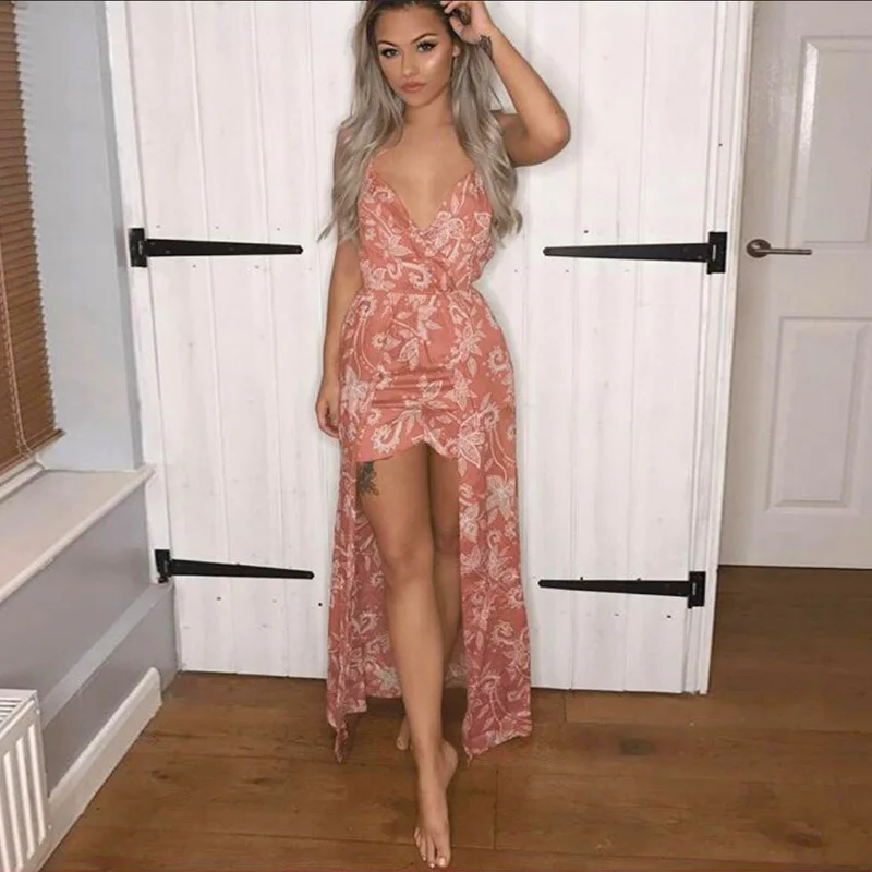 V neck Strap Playsuit Women Floral Print Backless Long Maxi Beach Summer Jumpsuit Bohemian Sleeveless Elegant boho jumpsuits 869
V neck Strap Playsuit Women Floral Print Backless Long Maxi Beach Summer Jumpsuit Bohemian Sleeveless Elegant boho jumpsuits 869