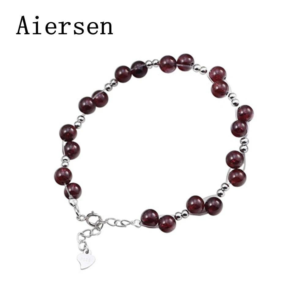 Aiersen Brand Sweet Women's Bracelet Nature Garnet Bracelet Genuine 925 Silver Jewelry Original Design Cute Tumblr Jewellery
Aiersen Brand Sweet Women's Bracelet Nature Garnet Bracelet Genuine 925 Silver Jewelry Original Design Cute Tumblr Jewellery