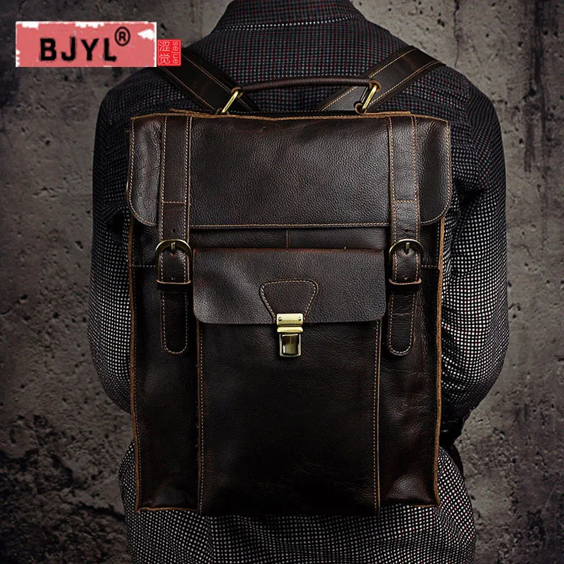 BJYL Genuine leather Men Backpacks Europe and the United States retro shoulder Bag men's large capacity 14" backpack Laptop bags
BJYL Genuine leather Men Backpacks Europe and the United States retro shoulder Bag men's large capacity 14" backpack Laptop bags