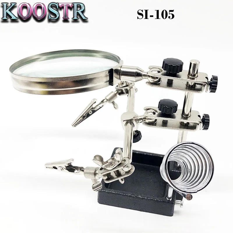 SI-105 Easy-carrying Third Hand Tool Soldering Stand with 5X Magnifying Glass 360 Degree Rotating Adjustable Locking Arms
SI-105 Easy-carrying Third Hand Tool Soldering Stand with 5X Magnifying Glass 360 Degree Rotating Adjustable Locking Arms