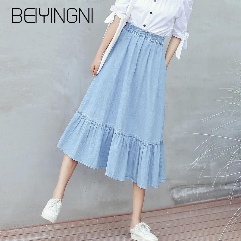 Beiyingni A Line Loose Plus Size Jeans Skirts Women High Waist Denim Saias Femme Kpop Vintage Fashion Casual Skirt Etek Jupe 3XL
Beiyingni A Line Loose Plus Size Jeans Skirts Women High Waist Denim Saias Femme Kpop Vintage Fashion Casual Skirt Etek Jupe 3XL