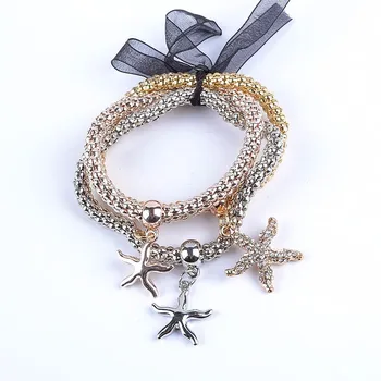 New 3pcs/set gold silver Starfish charm bracelet vintage rhinestone star bracelet lace ribbon bowknot bracelet jewelry gift
New 3pcs/set gold silver Starfish charm bracelet vintage rhinestone star bracelet lace ribbon bowknot bracelet jewelry gift