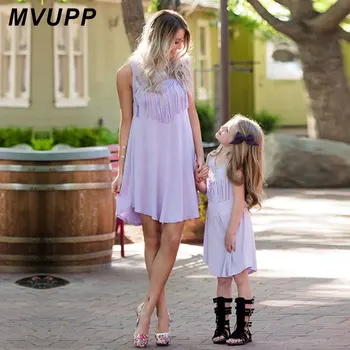 MVUPP mother daughter dresses family costumes tassels sleeveless summer children clothing Lilac casual mommy and me clothes
MVUPP mother daughter dresses family costumes tassels sleeveless summer children clothing Lilac casual mommy and me clothes