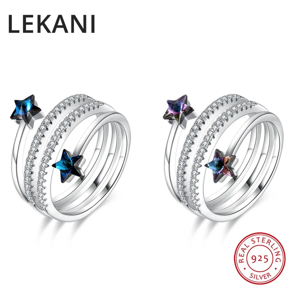 LEKANI/женское кольцо с кристаллами Swarovski широкое изменяемым размером настоящее