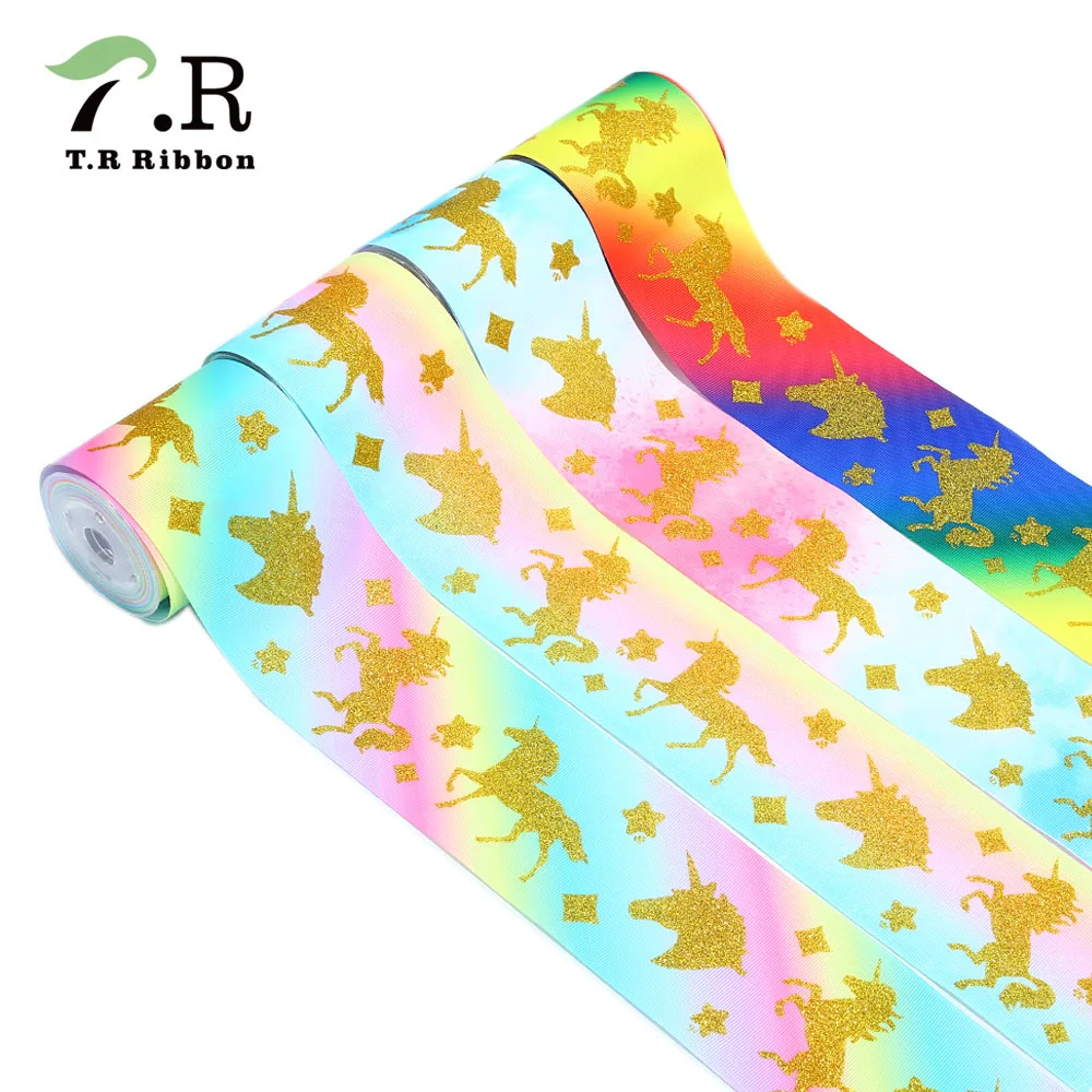 3" 75mm Gold Glitter Unicorn Printed Grosgrain Ribbon For DIY Sewing Accessories 10Yards
3" 75mm Gold Glitter Unicorn Printed Grosgrain Ribbon For DIY Sewing Accessories 10Yards