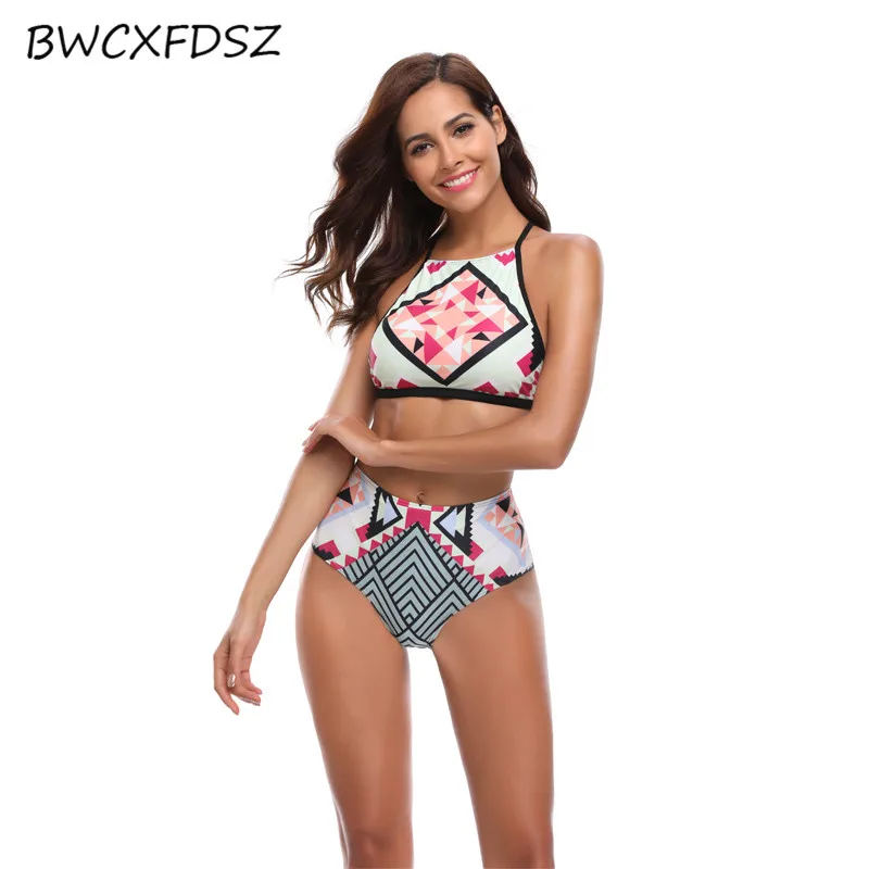 BWCXFDSZ 2018 Bikini Swimsuit Biquini Swimwear Women High Neck High Waist Print Bandage Swimming Bathing Suit Beach Swim Wear
BWCXFDSZ 2018 Bikini Swimsuit Biquini Swimwear Women High Neck High Waist Print Bandage Swimming Bathing Suit Beach Swim Wear
