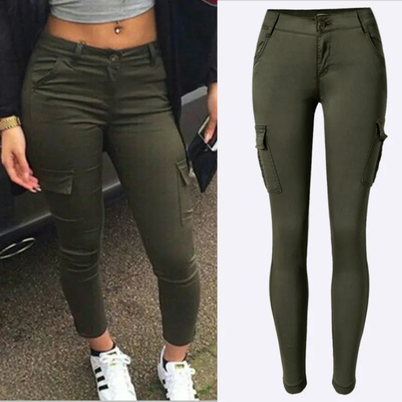 2019 New Army Green Pockets Trousers Women Fashion Cotton Safari Style High Elastic Skinny Jeans Mujer Low Waist Patchwork Pants
2019 New Army Green Pockets Trousers Women Fashion Cotton Safari Style High Elastic Skinny Jeans Mujer Low Waist Patchwork Pants