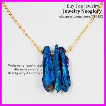 5PCS Blue Rainbow Titanium Quartz Necklace Rough Electric Aura Spike Raw Druzy Crystal Point Necklace Gold Color Brass Chain
5PCS Blue Rainbow Titanium Quartz Necklace Rough Electric Aura Spike Raw Druzy Crystal Point Necklace Gold Color Brass Chain
