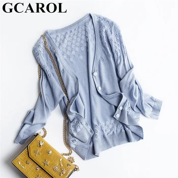 GCAROL New Spring Fall Ice Silk Short Cardigan V Neck Half Sleeve Single Breasted Soft Handle Hollow Out Knitted Sweater S-2XL
GCAROL New Spring Fall Ice Silk Short Cardigan V Neck Half Sleeve Single Breasted Soft Handle Hollow Out Knitted Sweater S-2XL