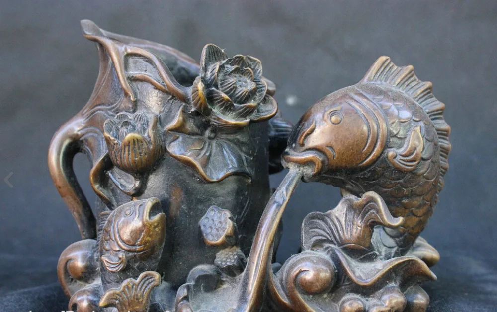 Chinese China Fengshui Old Antique Bronze Brass Statue Fish Koi Lotus Sculpture
Chinese China Fengshui Old Antique Bronze Brass Statue Fish Koi Lotus Sculpture