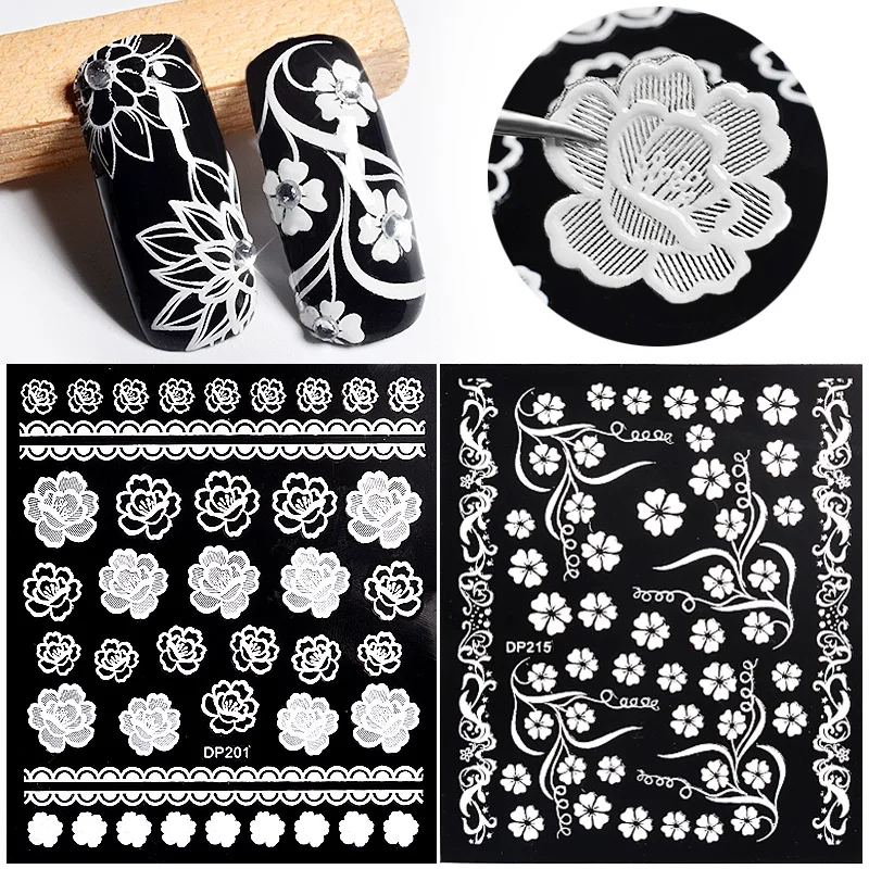 MIOBLET Top Quality White Flowers Lace Nail Art Stickers DIY Charm 24 Design Self Adhesive Decals Paper Manicure Nail Decoration 
MIOBLET Top Quality White Flowers Lace Nail Art Stickers DIY Charm 24 Design Self Adhesive Decals Paper Manicure Nail Decoration