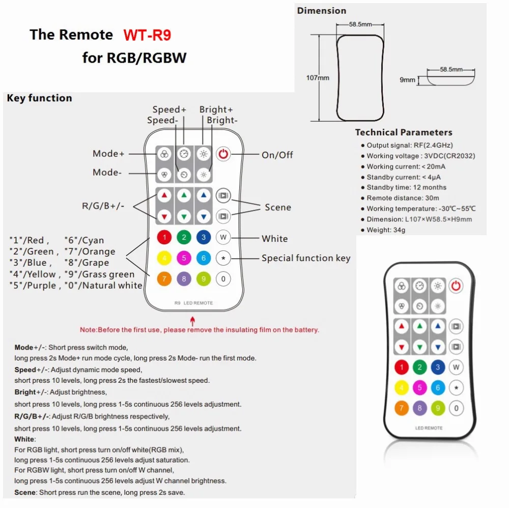led controller rf remote