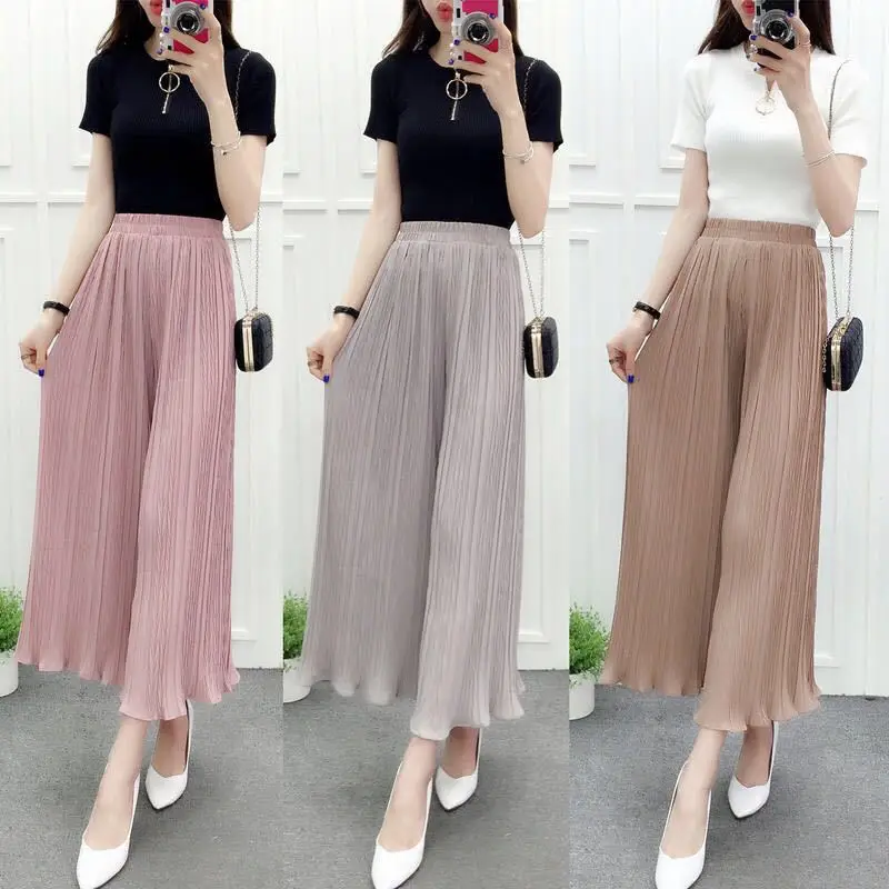 Summer Pants Women New pleated wide-leg nine points straight through student Women Pants casual harajuku shein pantalon femme
Summer Pants Women New pleated wide-leg nine points straight through student Women Pants casual harajuku shein pantalon femme