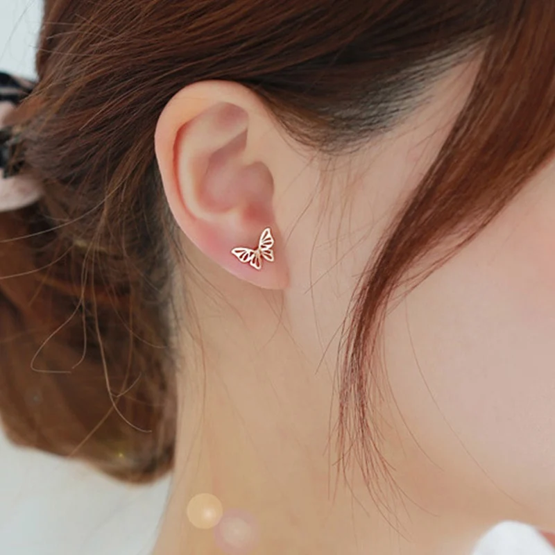 New Arrival Fashion Silver Rose Gold Color Cute Hollow Butterfly Stud Earrings For Women Fashion Girl Gift
New Arrival Fashion Silver Rose Gold Color Cute Hollow Butterfly Stud Earrings For Women Fashion Girl Gift