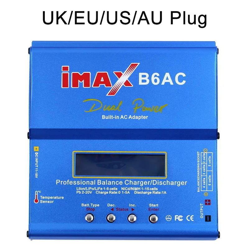 IMAX B6 B6AC Multifunctional Smart Charger LCD Screen Digital Battery Charger RC Balanced Charger UK/EU/US/AU Plug Blue
IMAX B6 B6AC Multifunctional Smart Charger LCD Screen Digital Battery Charger RC Balanced Charger UK/EU/US/AU Plug Blue