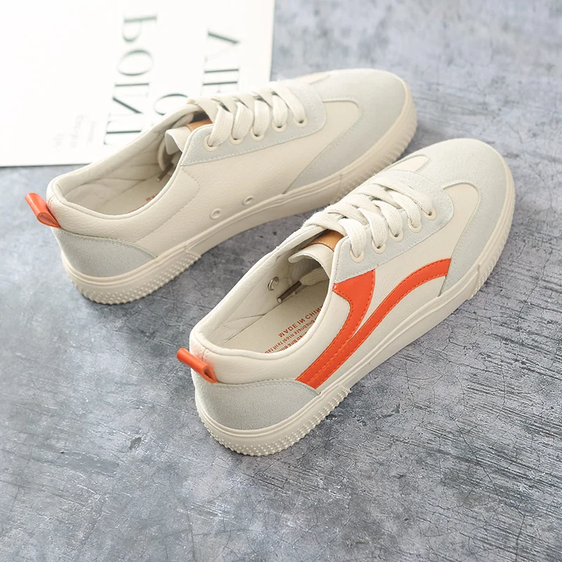 Women Casual Shoes Flat Heel 2018 New Fashion Vulcanized Shoes Lace Up Leather Sneakers Beige Orange Chaussure Femme Size 35-39
Women Casual Shoes Flat Heel 2018 New Fashion Vulcanized Shoes Lace Up Leather Sneakers Beige Orange Chaussure Femme Size 35-39