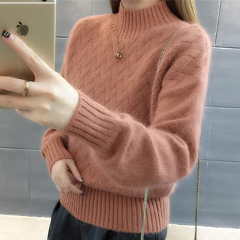 2020 autumn and winter thick sweater female short paragraph version of the loose half high collar solid color twist
2020 autumn and winter thick sweater female short paragraph version of the loose half high collar solid color twist