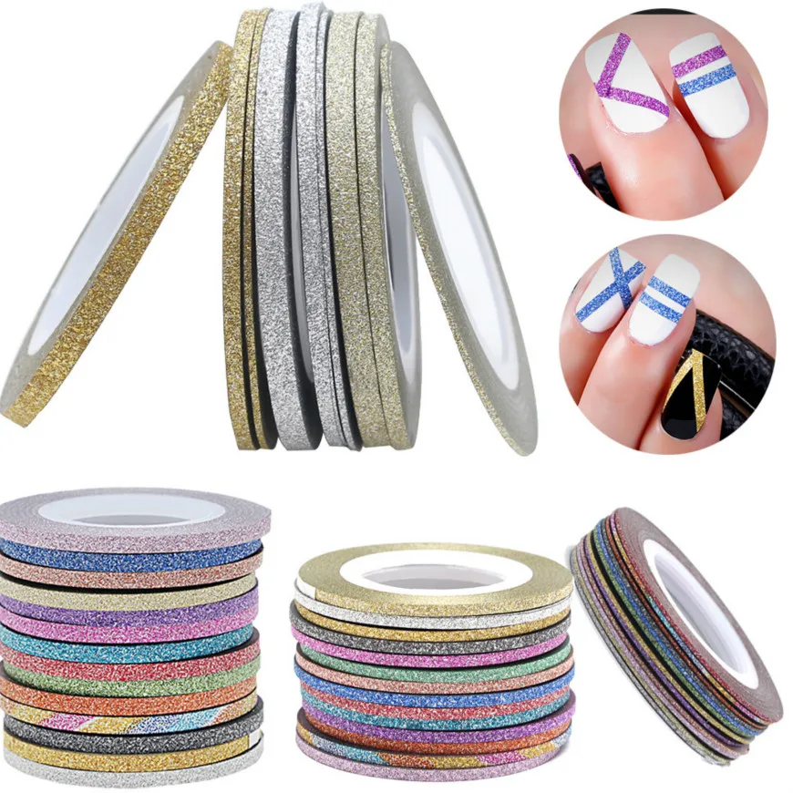 HOT 1mm 12 Color Glitter Nail Striping Line Tape Sticker Set Art Decorations DIY Tips For Polish Nail Gel Rhinestones Decorat
HOT 1mm 12 Color Glitter Nail Striping Line Tape Sticker Set Art Decorations DIY Tips For Polish Nail Gel Rhinestones Decorat