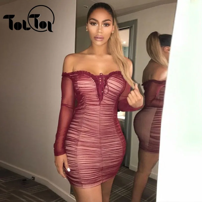 Off Shoulder Club Dress Women Hot Ins Long Sleeve Women Pleated Lace Up Dresses Strapless Slim Dresses Ladies Vestido De Festa
Off Shoulder Club Dress Women Hot Ins Long Sleeve Women Pleated Lace Up Dresses Strapless Slim Dresses Ladies Vestido De Festa