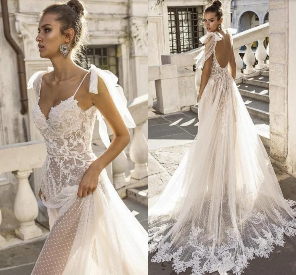 2020 Sexy Boho Wedding Dresses Spaghetti Straps Illusion Lace Backless Bridal Gowns Vestido De Novia Beach Wedding Dress Cheap
2020 Sexy Boho Wedding Dresses Spaghetti Straps Illusion Lace Backless Bridal Gowns Vestido De Novia Beach Wedding Dress Cheap