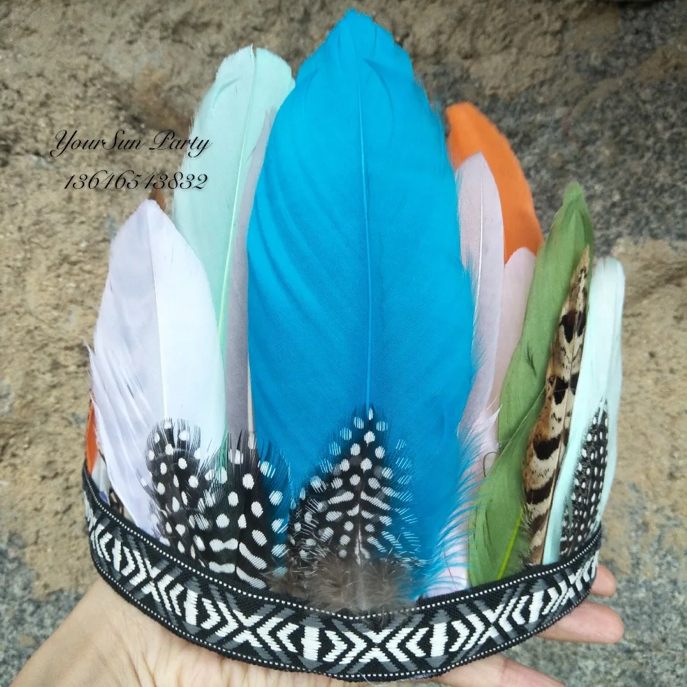 

Free shipping Feather Headbands Teepee Inspired Birthday Party Headware Vintage Indian Themed Party Crown