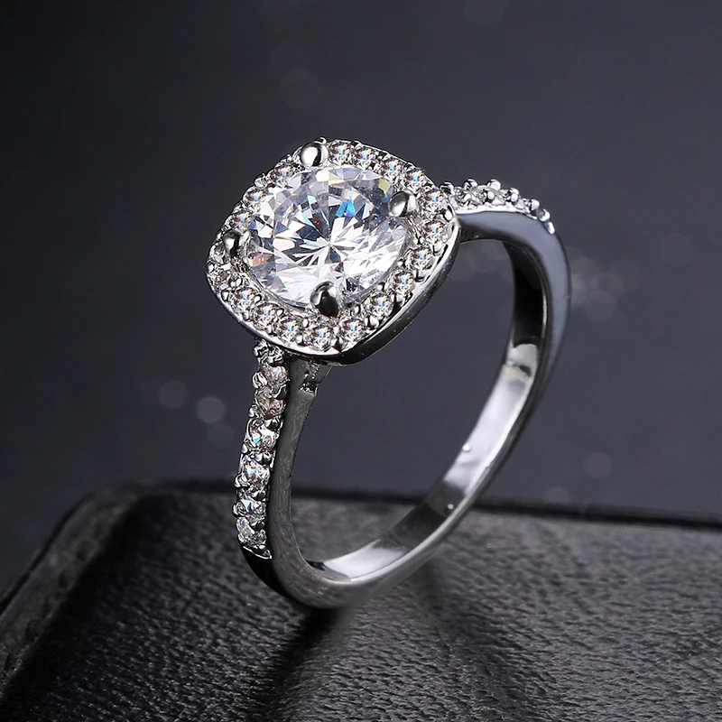 Emmaya Romantic High Quality Round Zircon Ring Smoothly Paved Women Finger Real White Gold Color Crystal Wedding Gift | Украшения и