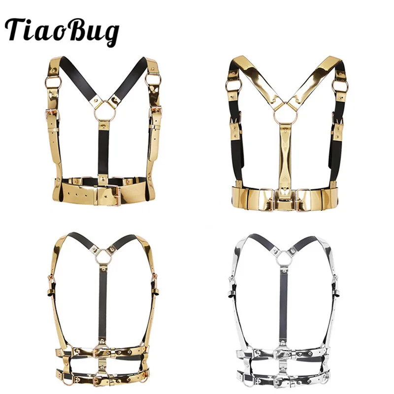 TiaoBug Unisex Fashion Punk Festival Faux Leather Body Sexy Bondage Belt Gold Harness Women Men Waist Belt Club Party Strap Tops
TiaoBug Unisex Fashion Punk Festival Faux Leather Body Sexy Bondage Belt Gold Harness Women Men Waist Belt Club Party Strap Tops