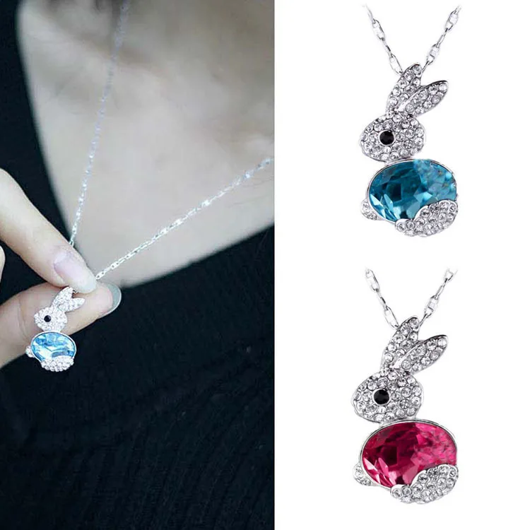 Women Cute Crystal Little Rabbit Shaped Pendant Necklace Color Blue Red Drop Shipping NL-0455
Women Cute Crystal Little Rabbit Shaped Pendant Necklace Color Blue Red Drop Shipping NL-0455