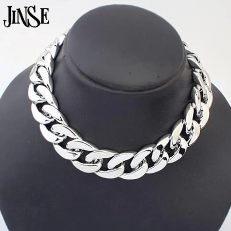 Ожерелье-чокер JINSE BLS010 в панк-стиле толстая цепь из CCB-звеньев подходит ко всему