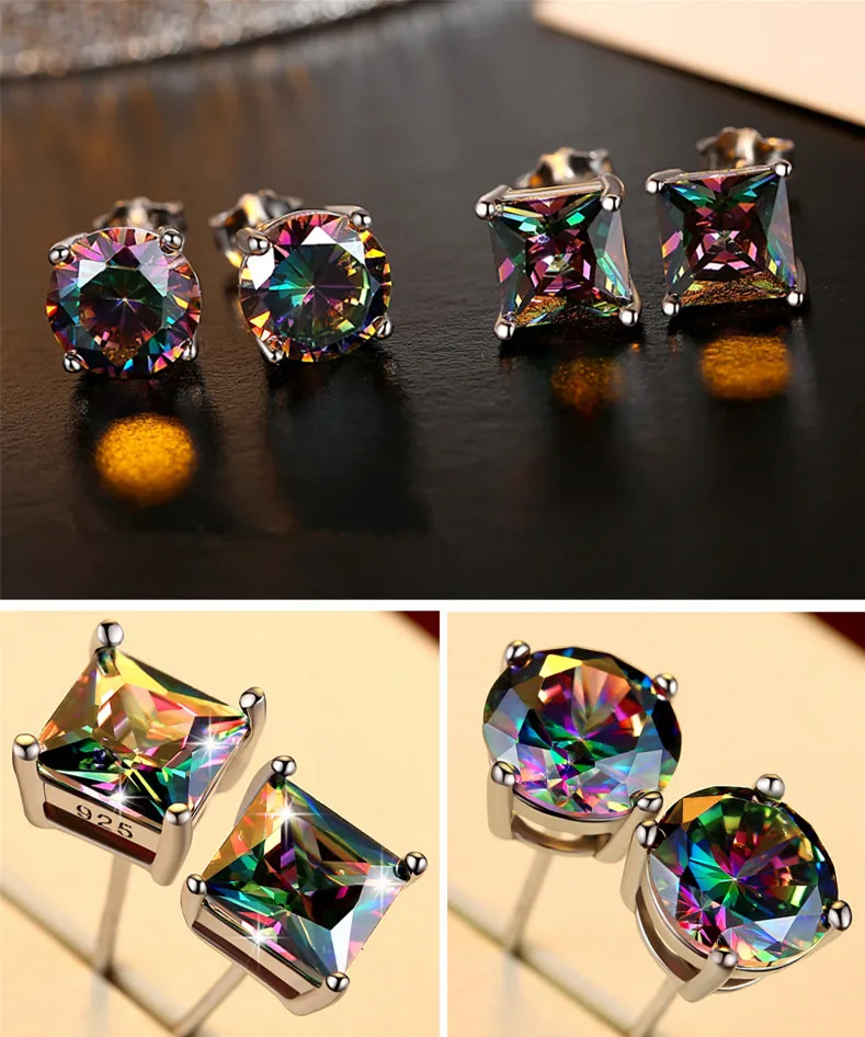 Female Small Rainbow Stone Earrings Crystal Fashion Silver Wedding Double Earrings Colorful Round Sqaure Stud Earrings For Women
Female Small Rainbow Stone Earrings Crystal Fashion Silver Wedding Double Earrings Colorful Round Sqaure Stud Earrings For Women