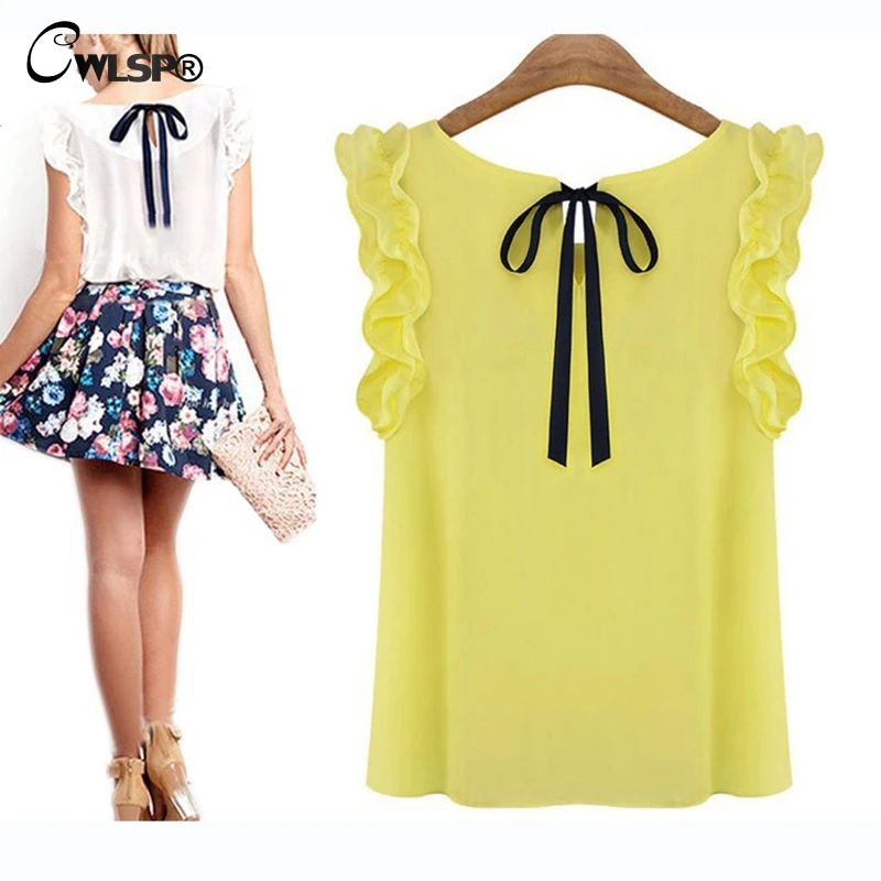 CWLSP 2018 New Fashion Back Lace up Women chiffon Blouse Ruffles Summer O-neck pullover shirt top Chiffon Blusas camisetas mujer
CWLSP 2018 New Fashion Back Lace up Women chiffon Blouse Ruffles Summer O-neck pullover shirt top Chiffon Blusas camisetas mujer