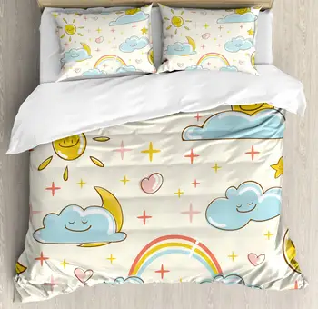 Cartoon Duvet Cover Set Queen Size Childrens Sun Cloud Rainbow Moon Rain Wallpaper Weather Education Decorative 4 Piece Bedding
Cartoon Duvet Cover Set Queen Size Childrens Sun Cloud Rainbow Moon Rain Wallpaper Weather Education Decorative 4 Piece Bedding