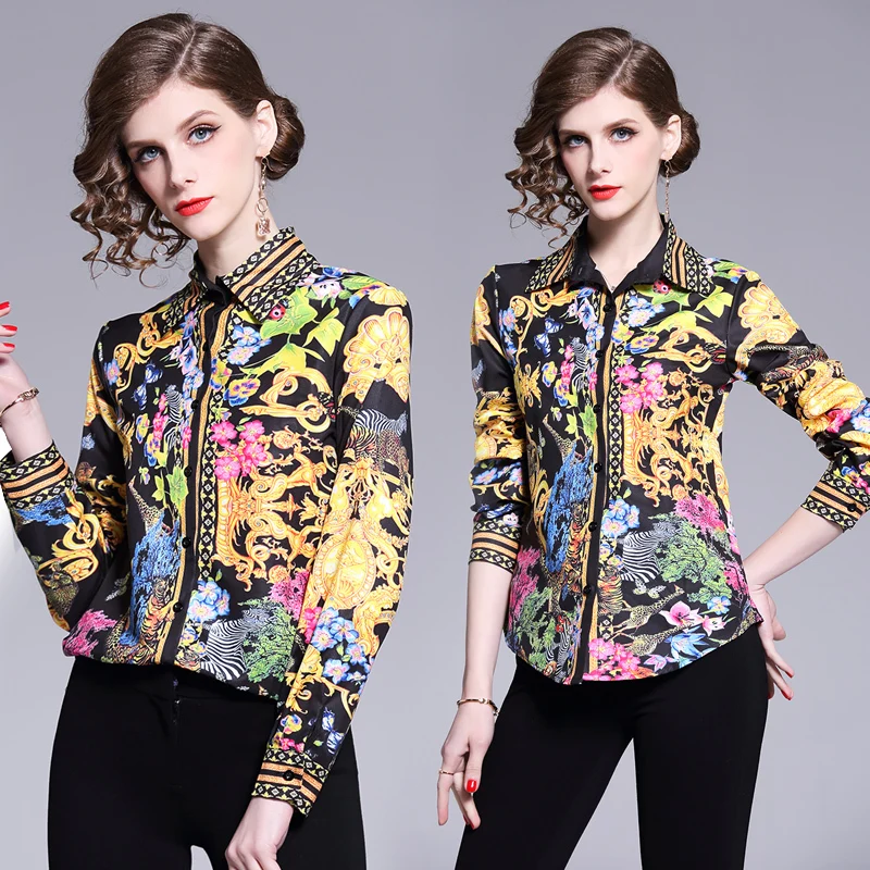 2019 Spring Summer Fall Runway Vintage Print Collar Long Sleeve OL Turn-Down Neck Womens Party Casual Top Shirts Blouse
2019 Spring Summer Fall Runway Vintage Print Collar Long Sleeve OL Turn-Down Neck Womens Party Casual Top Shirts Blouse