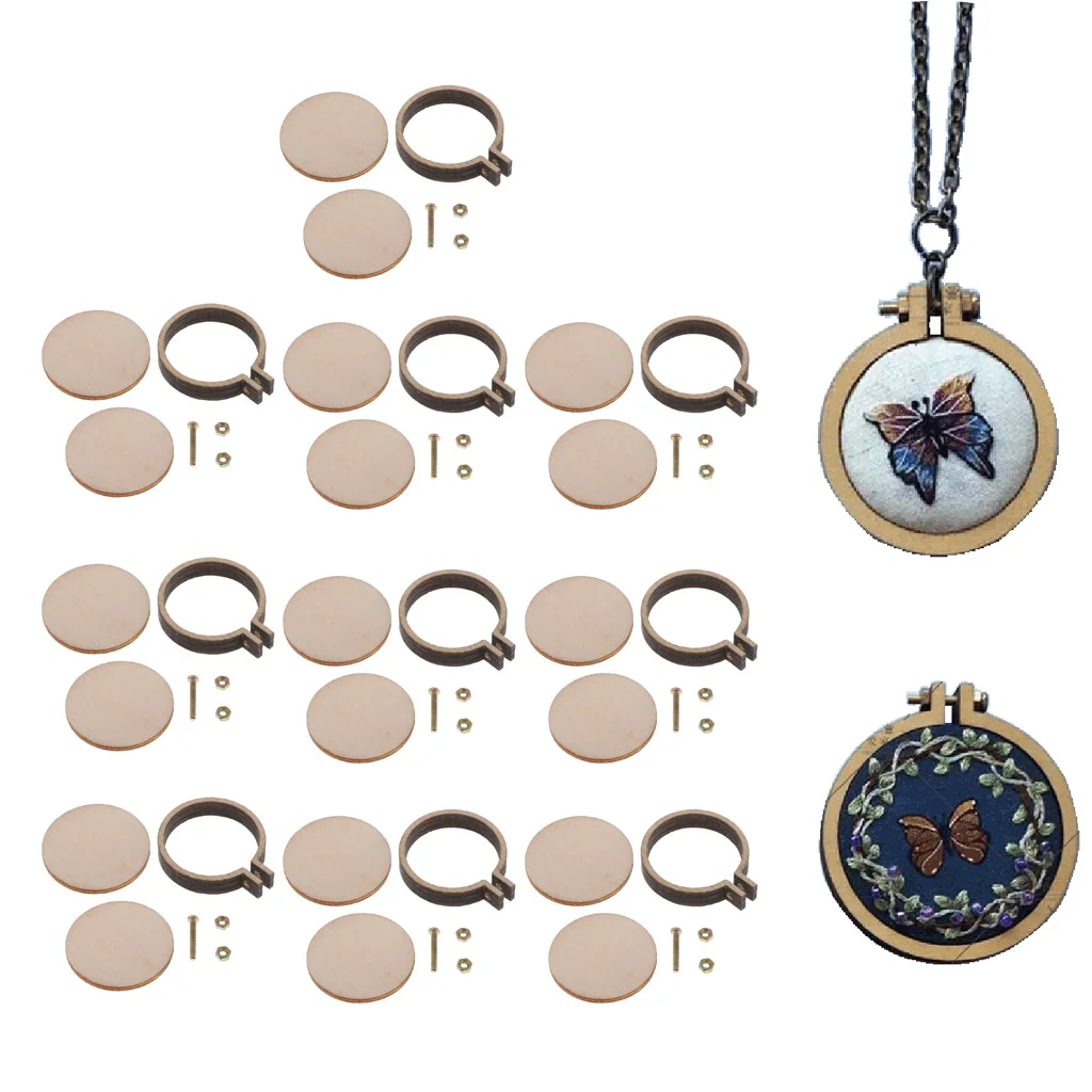 10pcs Mini Round Wooden Embroidery Frame Hoop DIY Art Craft Accessories for Adults Beginners Handicraft Lovers 10pcs Mini Round Wooden Embroidery Frame Hoop DIY Art Craft Accessories for Adults Beginners Handicraft Lovers