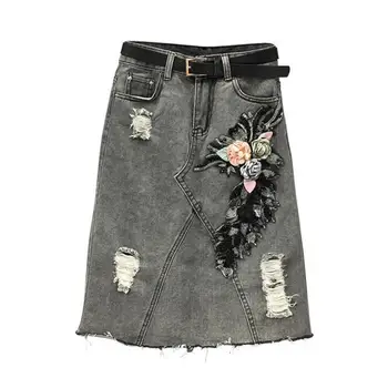 Summer Spring Fashion Designer Female Woman Embroidered Appliques Tassel Grey Jeans Skirt , Casual Women Distressed Denim Skirts
Summer Spring Fashion Designer Female Woman Embroidered Appliques Tassel Grey Jeans Skirt , Casual Women Distressed Denim Skirts