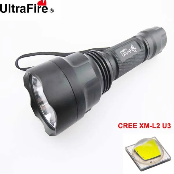 

U-F C8 CREE XM-L2 U3 1800lm Cool White Light 5-Mode SMO LED Flashlight (1 x 18650)