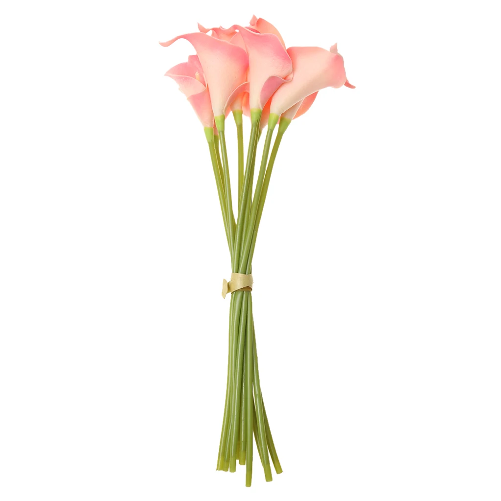 9xPU Artificial Flower Calla Lily Bouquet Wedding Floral Decor Pink