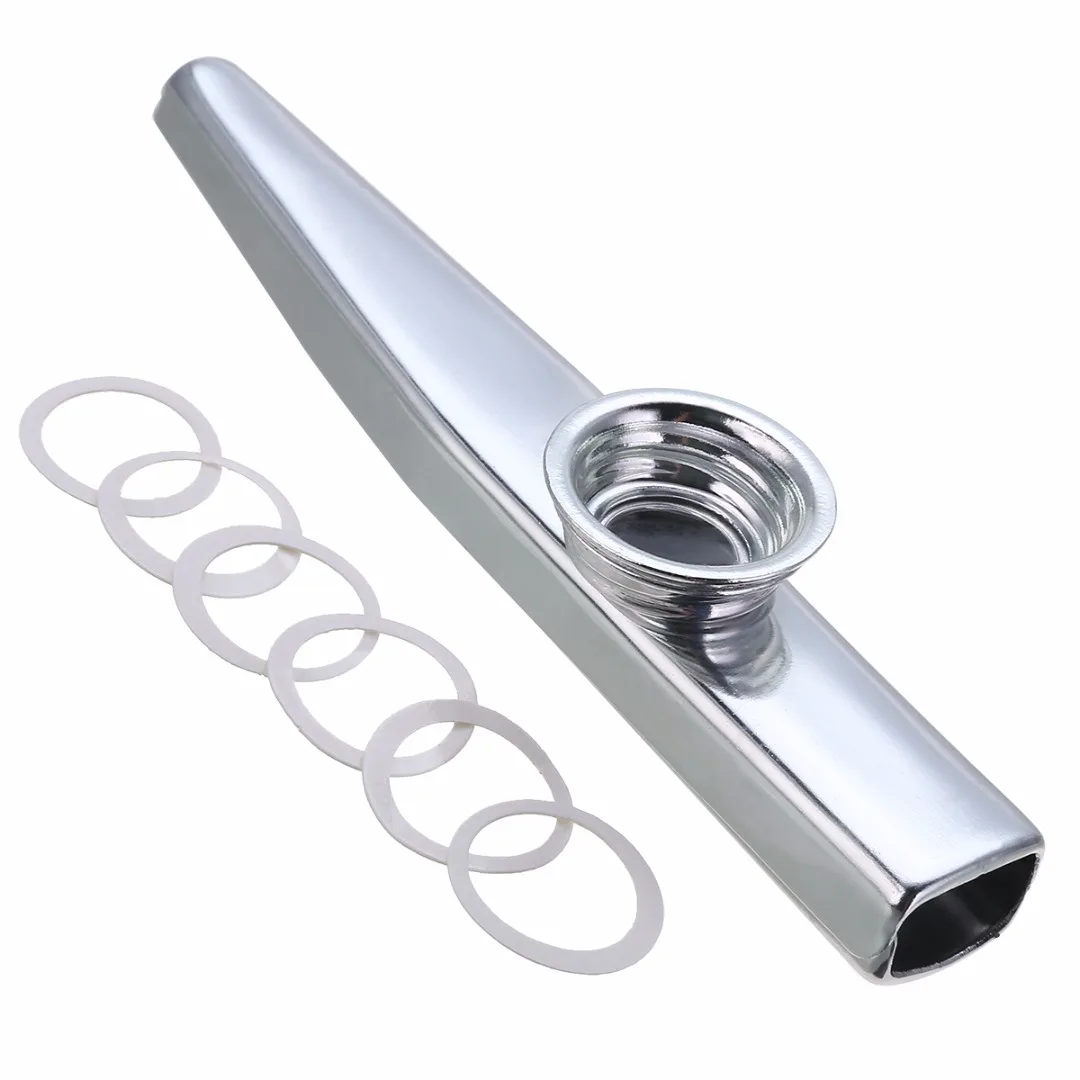 1pc Metal Kazoo With 6 Kazoo Flute Diaphragm Mouth Flute Harmonica For Beginners Kids Adult Party Gifts Musical Instrument