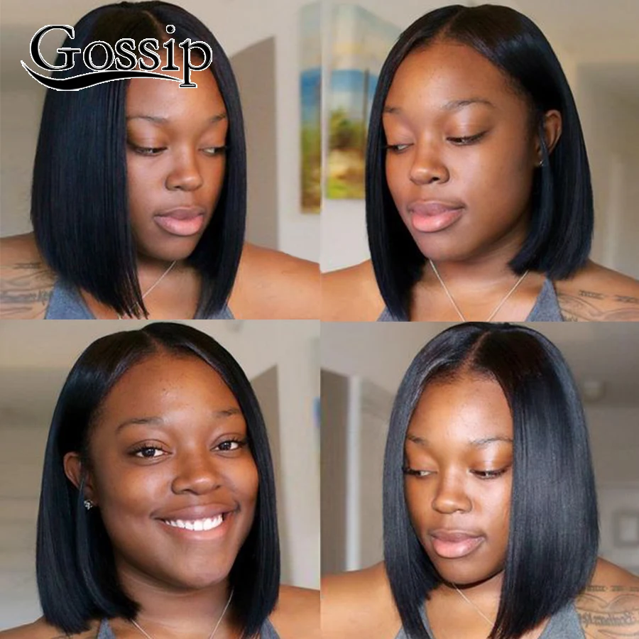 altGlueless Full Lace Human Hair Wigs For Black Women 7A Short Human Hair Bob Wigs Brazilian Straight Hair Front Lace Wigs Bob Wigs