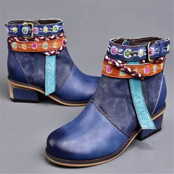 New single boots autumn and winter Genuine leather retro women's boots fashion lace buckle booties ethnic style Martin boots
New single boots autumn and winter Genuine leather retro women's boots fashion lace buckle booties ethnic style Martin boots
