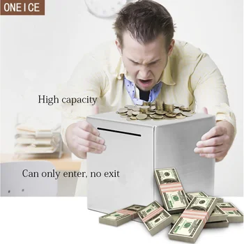 New piggy bank no export money box metal stainless steel square security banknotes and coins money saving box child gift box
New piggy bank no export money box metal stainless steel square security banknotes and coins money saving box child gift box